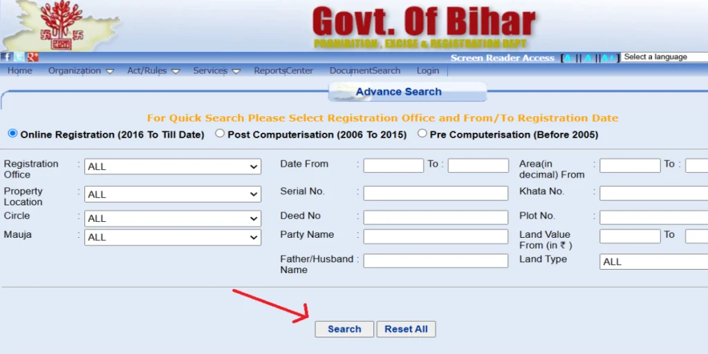 Bihar Bhumi Advance Search
